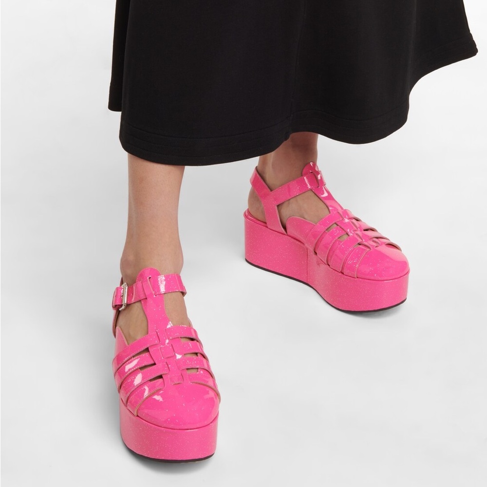 LOEWE platform sandal green sparkle